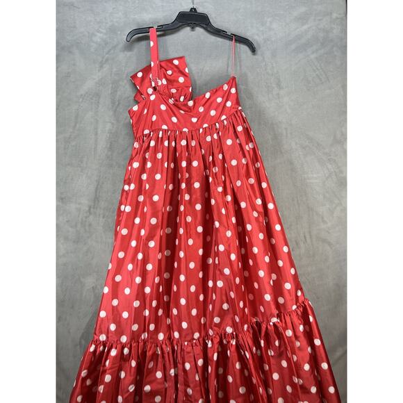 Anthropologie Astu Sally Bow Midi Dress Size Medium Red Polka Dot - Picture 6 of 10